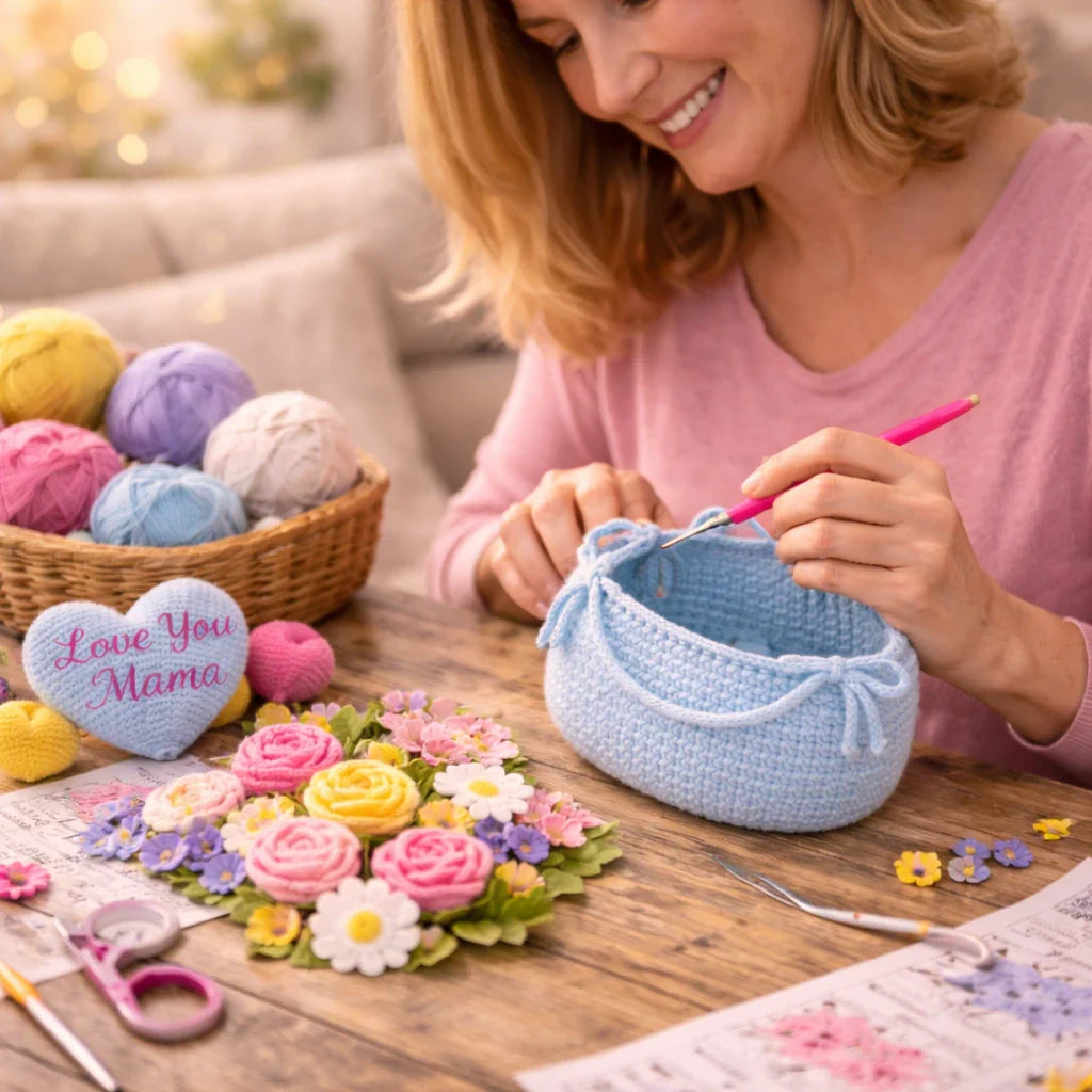 Crochet Flower Basket – Mother’s Day PDF